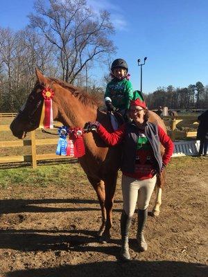 Libby and her rider at a show with Xander!