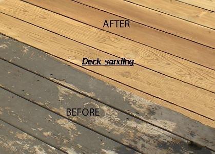 Before and after picture of a deck restoration job in Paramus NJ