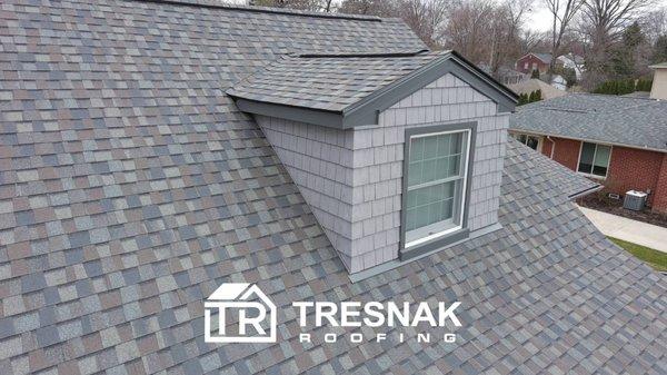 New roof in Beverly hills Michigan using Max Def Driftwood (Landmark PRO) shingles