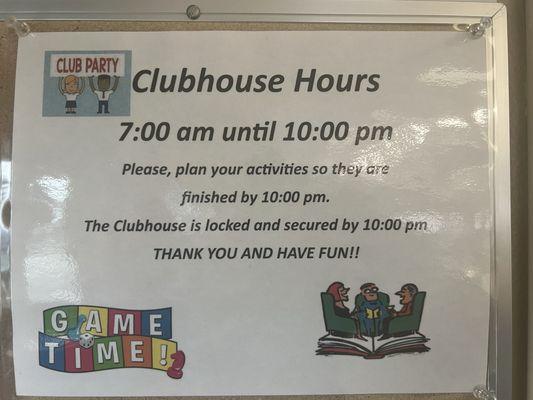 Clubhouse Hours