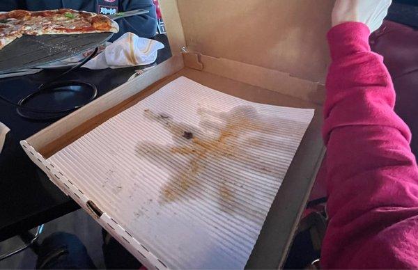 Used pizza box we were given for our leftovers.