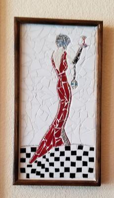 Artwork at Hassayampa Glass Bar. Love the dress and martini!