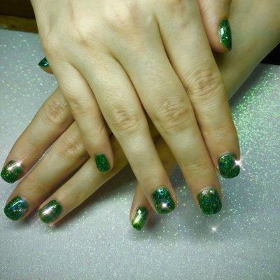 Emerald green dip powder by Jen