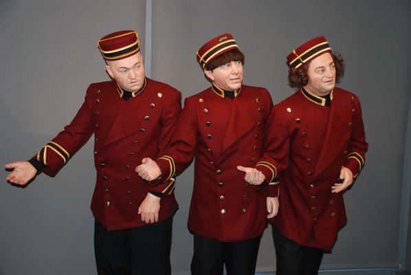 Hello! Hello! Hello! The Stoogeum's wax figures welcome you to the museum.