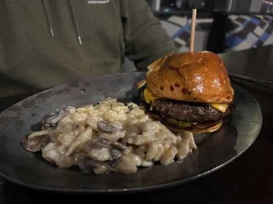 Hamburger and spaetzle