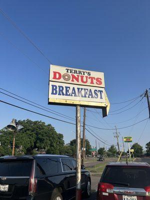 Terry's Donuts sign. Terry's is located at the corner of Almazan and Webb Chapel (near Walmart and Sam's Club).