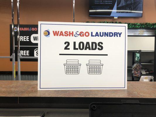 2 loads washing machine sign