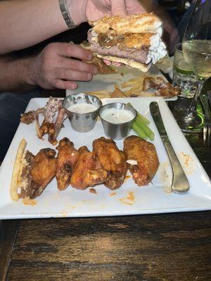 O'Brion's burger and habanero heat wings