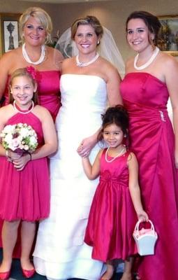 Beautiful bridesmaids in their dresses from Davids.