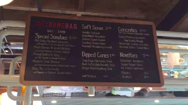 Menu with prices