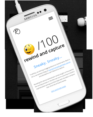 Cheeky mobile design for the Rewind & Capture Brand-Name Grading tool