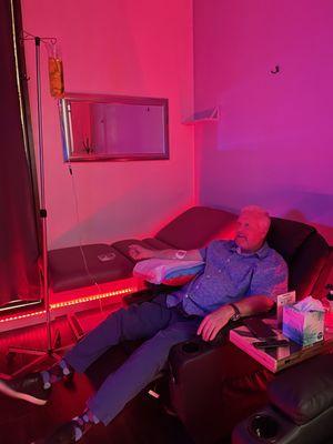 IV THERAPY at Dr revive  private room streaming your favorite shows on YouTube, Netflix and Hulu