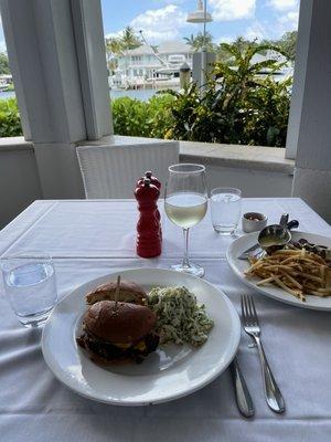 The Tavern Burger and a view of the inter coastal.