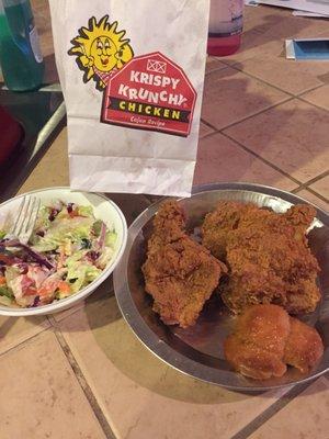 Krispy Krunchy Chicken was pretty good. Better than most I have had in Southern and Northern California. Biscuits were on point too.