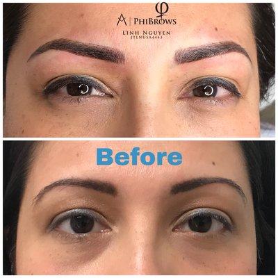 Microblading shading cover up old tattoo