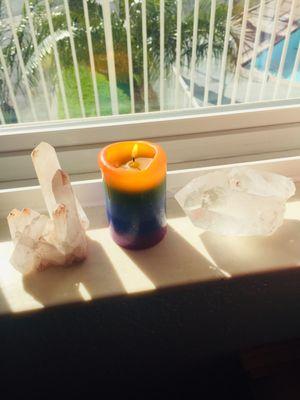 Crystal (right) and candle that Crystal specifically and intentionally Picked out for me