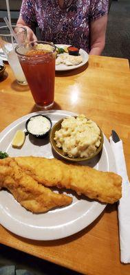 Beer battered and broiled lemon butter haddock.