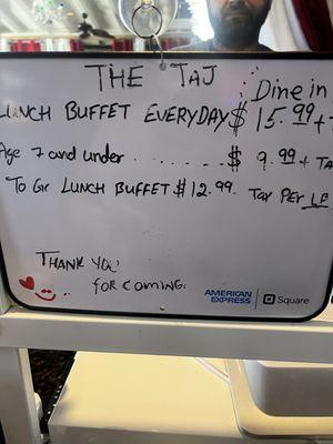 Buffet everyday and pricing 8/2/23