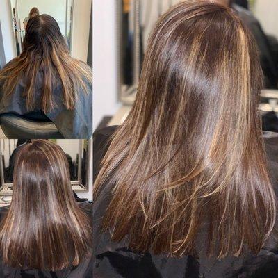 Brazilian Blowout, Balayage and hair cut by Alisa