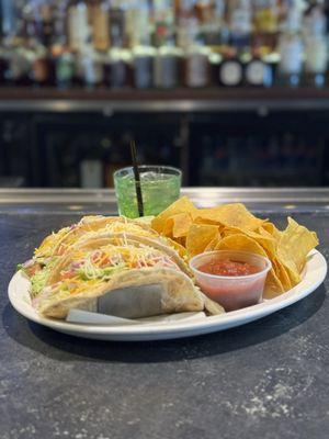 Beef Tacos with Chips and Salsa