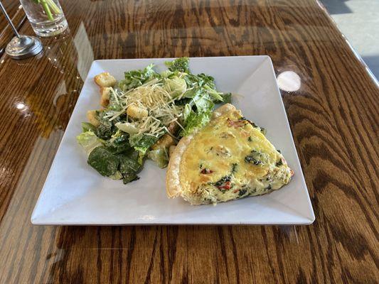 Caesar Salad and Spinach quiche.