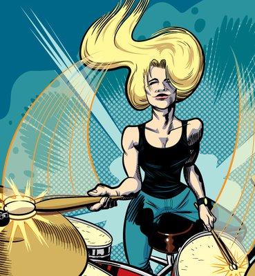 "Samantha," our fictional female drummer, has graced our website and marketing materials for more than 10 years.