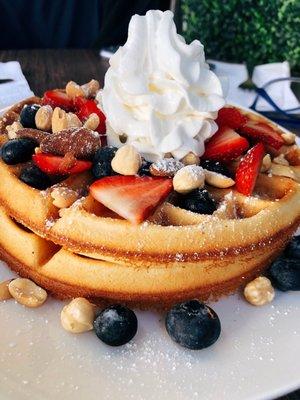 Berry and nut waffles, huge portion!