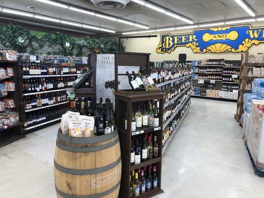 Lots of wine and a long beer cave.