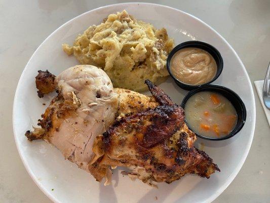 rotisserie chicken and mashed potatoes