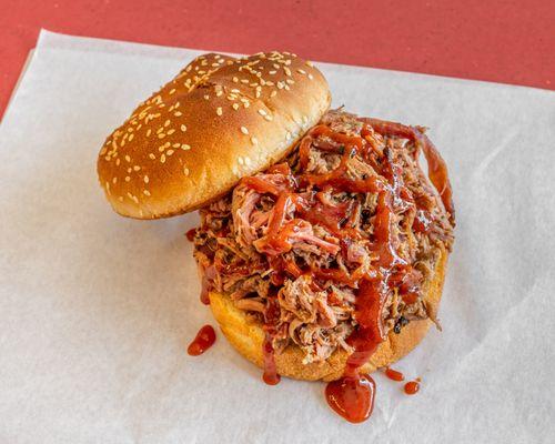 Texas pulled brisket sandwich