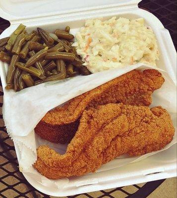 Catfish beans and slaw