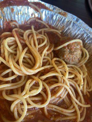 Spaghetti and Meatballs ( comes with 3 we ate the other 2)