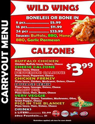 Carryout Only Menu