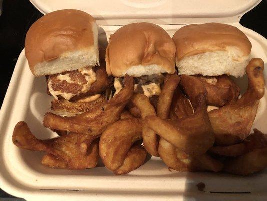 These Halibut Sliders have a little kick in the sauce.