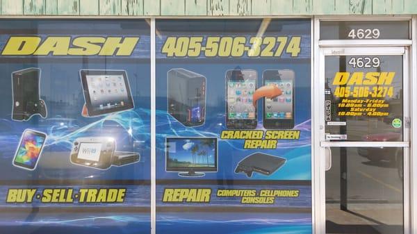 Just West of 29th and Vickie, North side of the road. Very easy to access. Dash repairs all kinds of Phones,Tablets,GameSystems