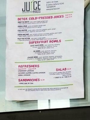 Simple menu but with great acai bowl options. comparable price to other places.