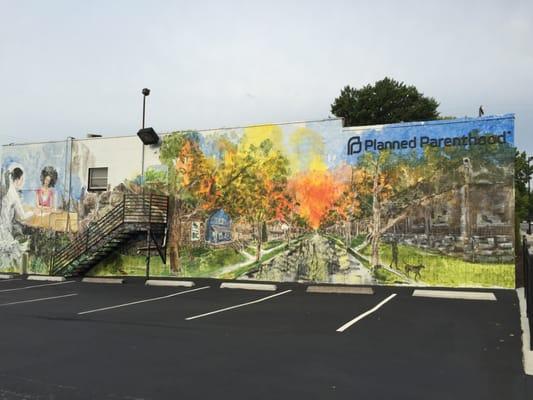 The Patty Brous Health Center Mural on the east side of the building