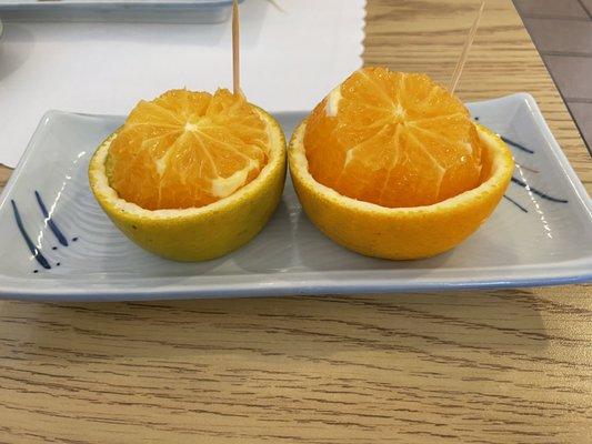 Orange to cleanse our palate after our meal!