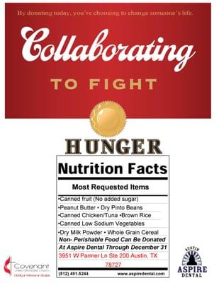 Bring you non-perishable food to Aspire Dental during the month of December and draw from our goodie bag for chance to win great prizes!