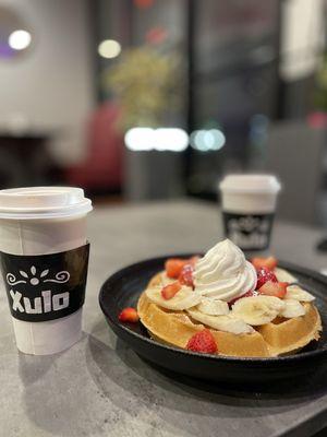 Banana Strawberry Waffle & Lattes