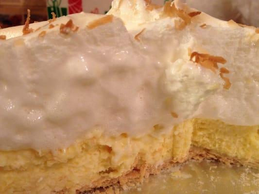 Coconut cream pie with Meringue ???? The filling is super sweet n thick and the only coconut was sprinkled on top.