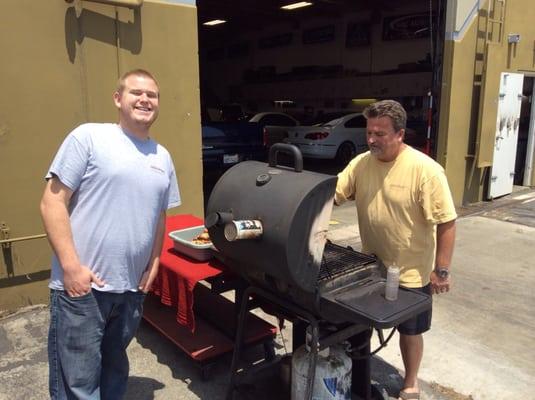 BBQ'n for a MECA car show. We have fun here! We love what we do ! Could that be why we are top of our industry ?