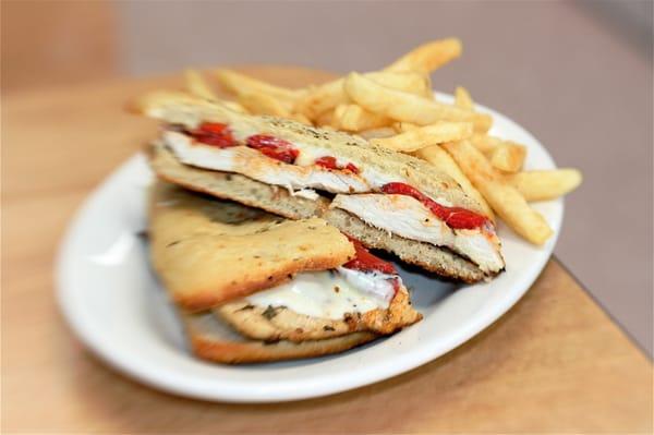 This Rustica Chicken Milano sandwich is just as good as Genetto's, dad, Mario's, about 15 minutes away, both along Rt. 213.