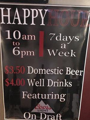 Happy hour 7 days a week!