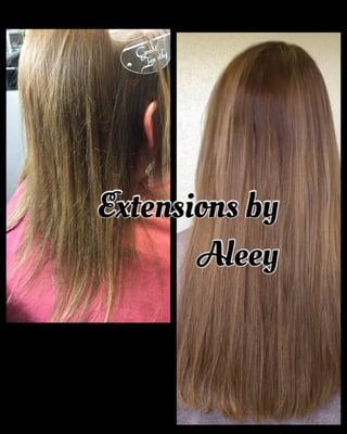 Before and after. 3 bundles of Great Lengths hair extensions