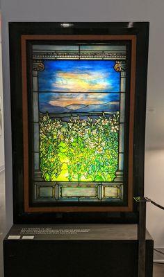 Tiffany Studios Leaded Glass Lily Window, circa 1900