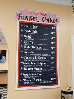 Funnel Cake Menu