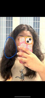 A girl taking a picture of her hair with her phone