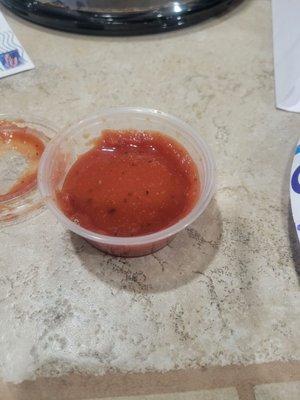 Barely halfway filled sauce foe 6 breadsticks