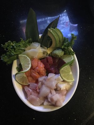 Sushi bowl get variety fish